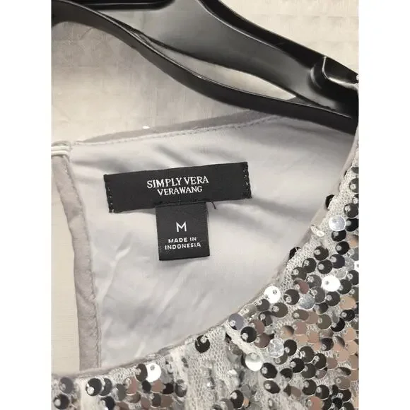 Simply Vera Vera Wang Gold Sequin Blouse Balloon Sleeve Party Top Size Medium - Picture 2 of 6